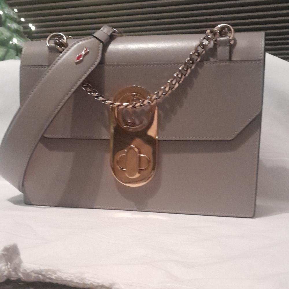 Fume and Gold Christian Louboutin Shoulder, Crossbody Bag with Chain Detail